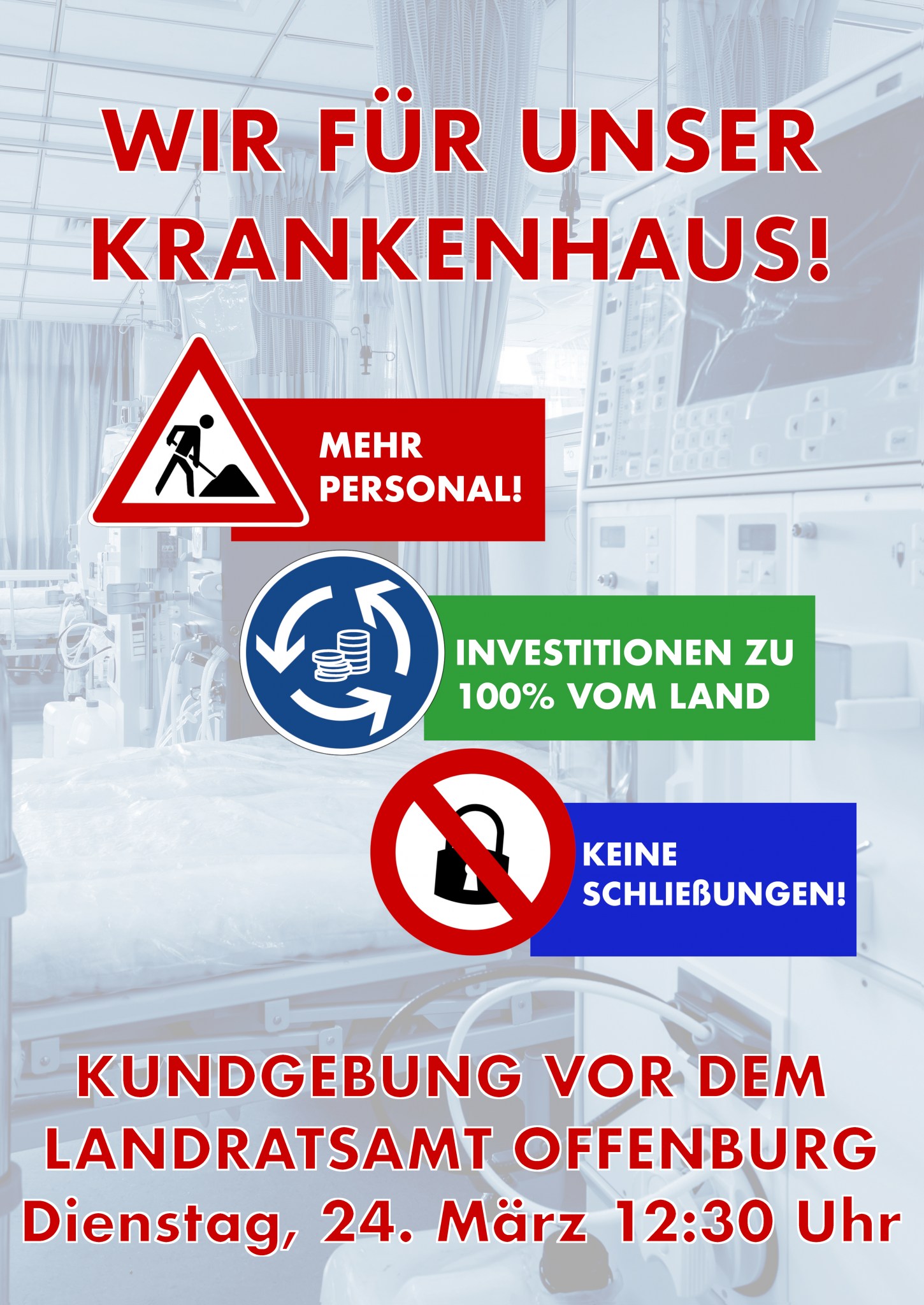 Linke Liste Ortenau - LiLOWIR FÜR UNSER KRANKENHAUS!Kundgebung vor dem Landratsamt Offenburg